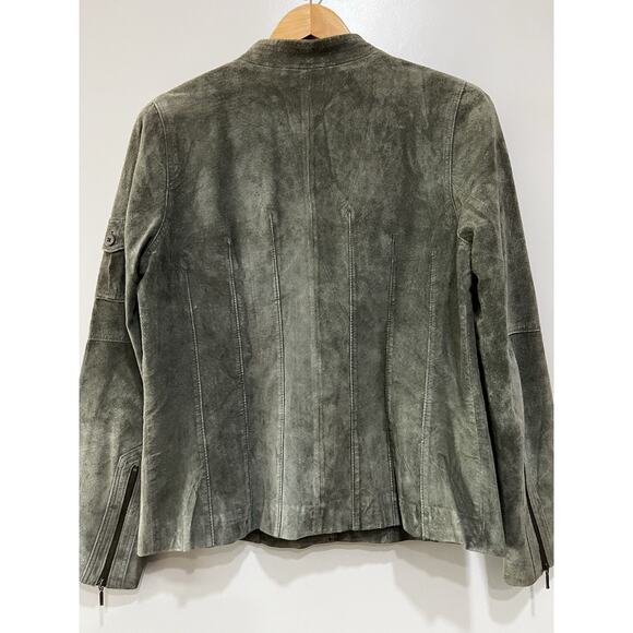 Vintage Blazer Olive Green Suede Sz 10 utility Jacket heritage transitional - Picture 4 of 12